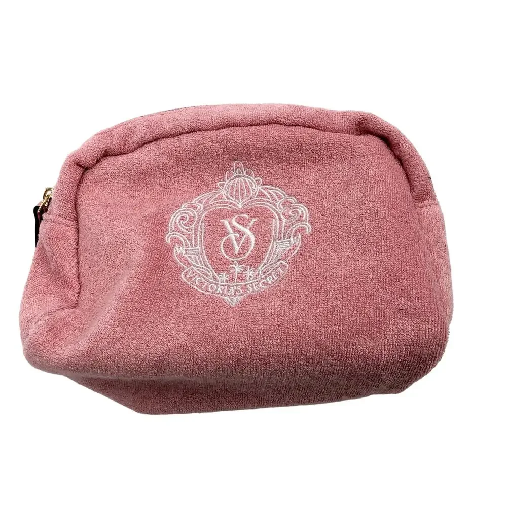 Victoria's Secret Pink Terrycloth Make-up Bag Toiletry Bag Embroidered VS